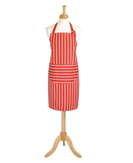 Dexam Butchers Apron Rushbrookes Classic Standard Length Red Stripe Design Adult