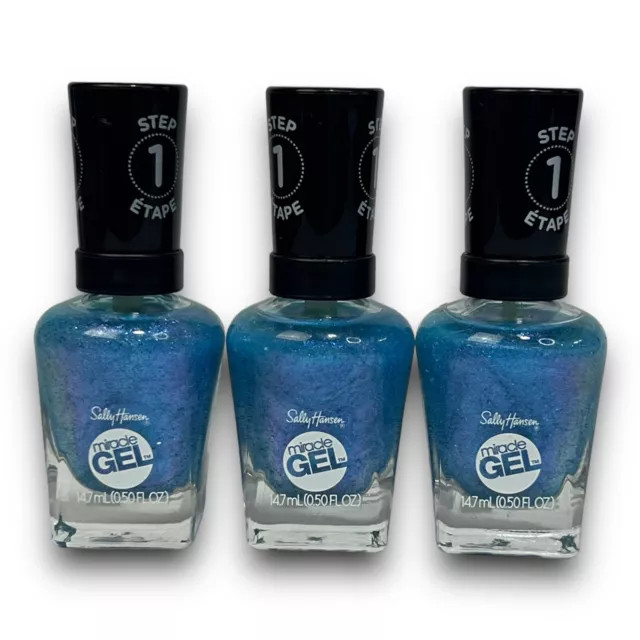 Sally Hansen Miracle Gel Color Blue 649 Flashionista Nail Polish 0.5 Fl Oz 3 Pk