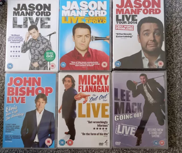 6 Stand Up Comedy DVDs - Jason Manford, Micky Flanagan, John Bishop & Lee Mack