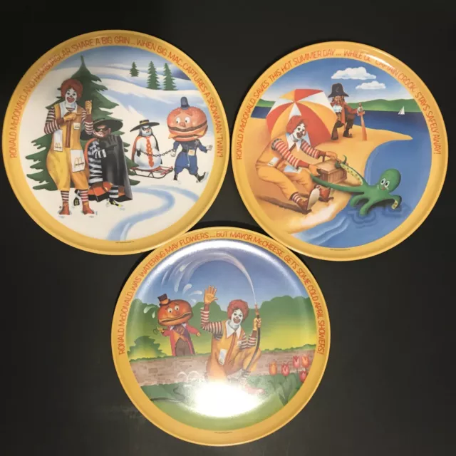 Set of 3 Lexington Vintage Ronald McDonald's 1977 Seasons Plates Melamine