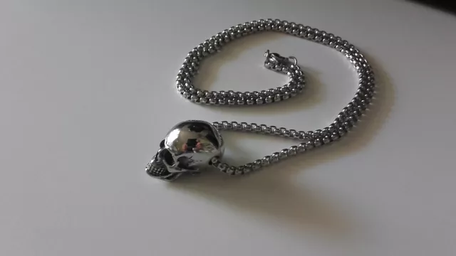 Pendentif Tribal crâne De Mort 3d Avec Son Collier-Biker-gothique