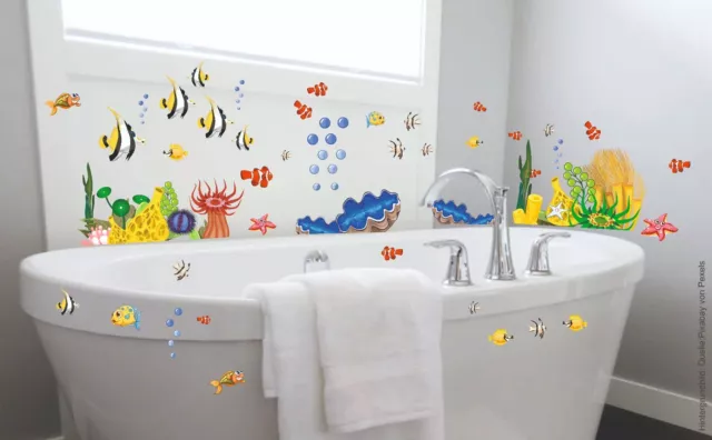 Fliesenaufkleber Meeresbewohner Fische Tiere Ozean Badezimmer BAD Wandtattoo WC