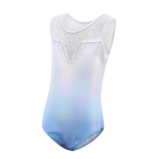 Body da ginnastica per ragazze Tulle Splicing Blue Body Dancewear Activewear