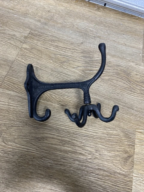 Antique Vintage Style BLACK Cast Iron Hook Rotating Bracket Spinning Coat Hanger