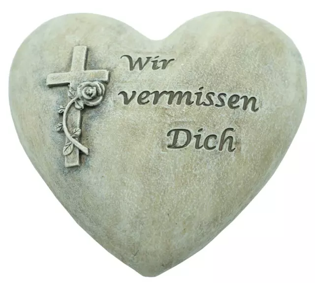 Grabschmuck Grabdeko Herz Grabherz mit Spruch Grabdekoration Spruchstein Trauer