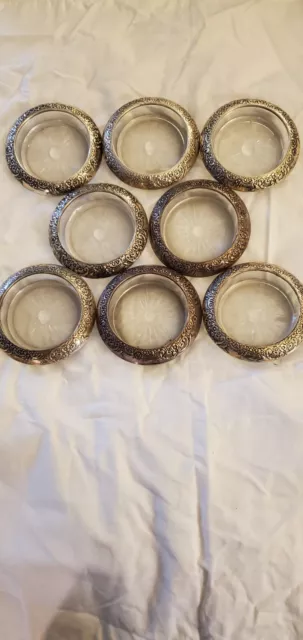 (8)* Frank* M *Whiting*&*Co.*Sterling* Silver*Repousse*Coasters* 2