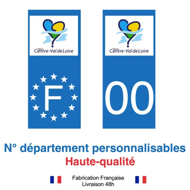 Stickers autocollant plaque d'immatriculation Centre Val de Loire Bleu