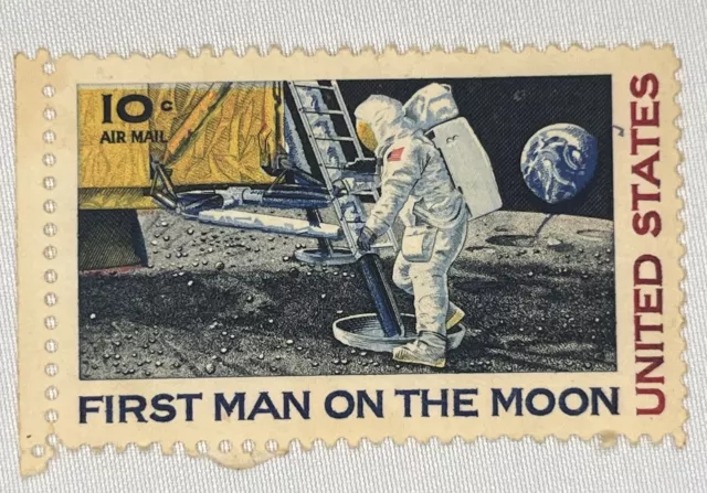 1969 Unused 10c Air Mail U.S. Postage Stamp- First Man on the Moon - Apollo NASA