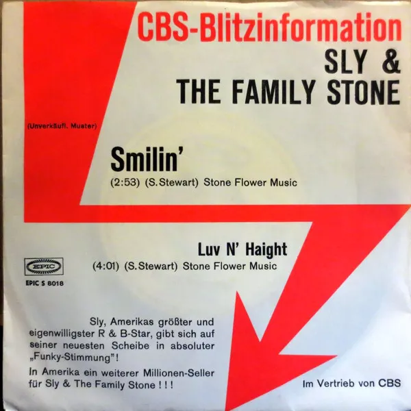 7", Single, Promo Sly & The Family Stone - Smilin' / Luv N' Haight