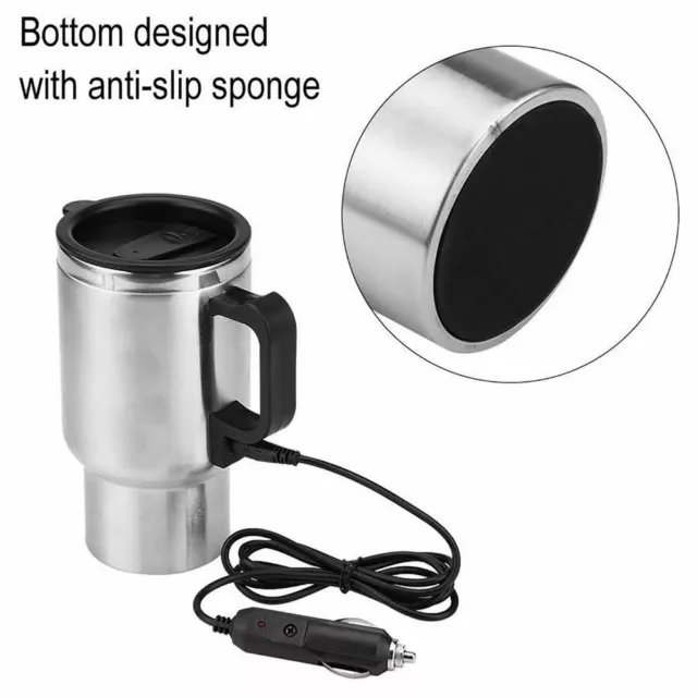 Car Heating Cup Kettle Boiling Auto Stainless Steel Electric Thermos Water 500ML