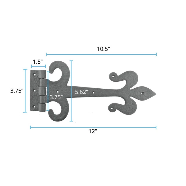 Black Strap Hinges wrought Iron Barn Door & Gate Strap Hinges Fleur De Lis Style 2