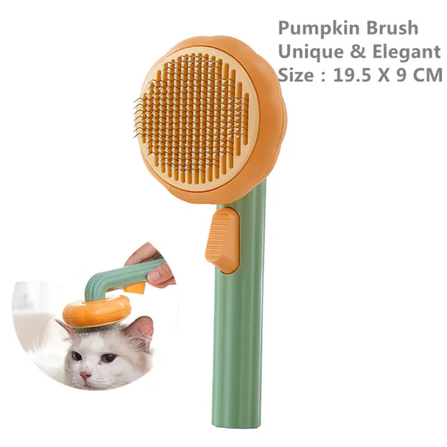 Pumpkin Pet Brush Self Cleaning Slicker Brush for Shedding Dog Cat Grooming Comb