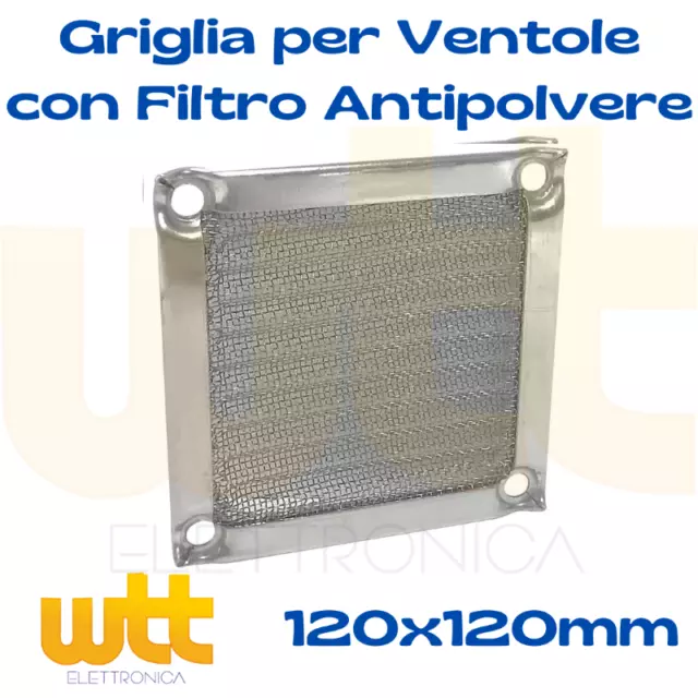 Griglia di Protezione 120x120mm con filtro antipolvere in alluminio per ventola