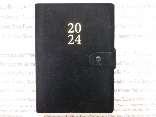 2024 Diary inTempo Day A Page Italian Black Faux Suede Softback Diaries NEW