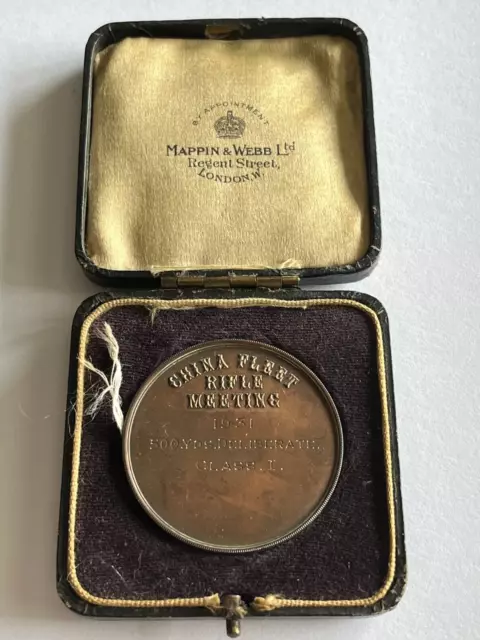 👍 1931 China Fleet Rifle Meeting British Medal In Original Box 中国英军射击比赛奖章