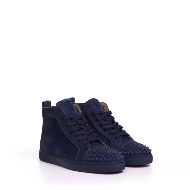 CHRISTIAN LOUBOUTIN 995$ Rock Blue Suede LOU Spikes Orlato High-Top Sneaker