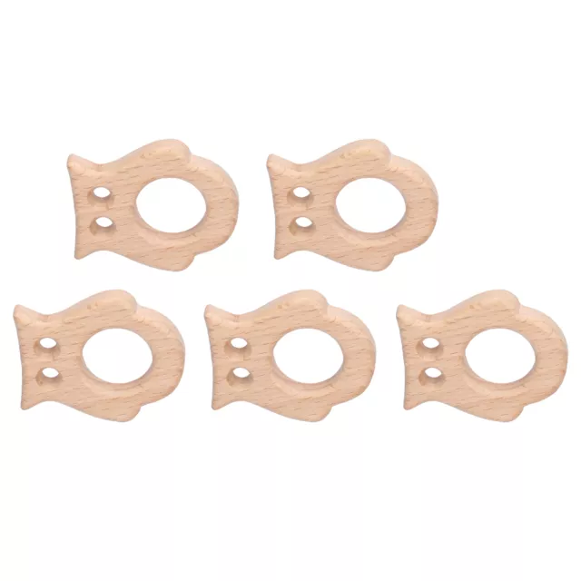5Pcs Wooden Baby Teether OwlShape Pain Relief Teething Toy DIY Jewelry SD