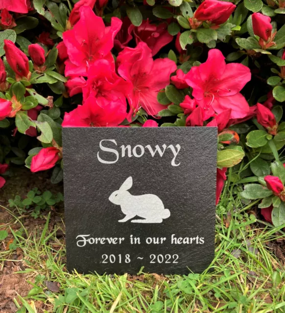 Personalised Engraved Slate Pet Memorial Grave Marker Headstone Plaque Rabbit