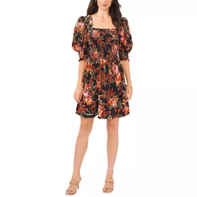 MSK Womens Floral Mini Smocked Fit & Flare Dress BHFO 8852