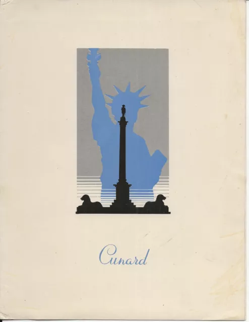 Cunard, Luncheon Menu on-board Queen Elizabeth 30th April 1953, 7.5 x 8.5"