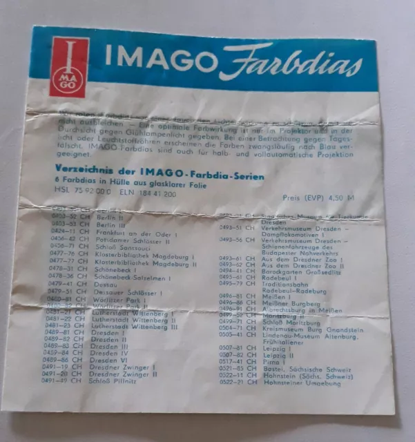 RAR Antik IMAGO Farbdias Verzeichnis Farbdiaserien 35 mm