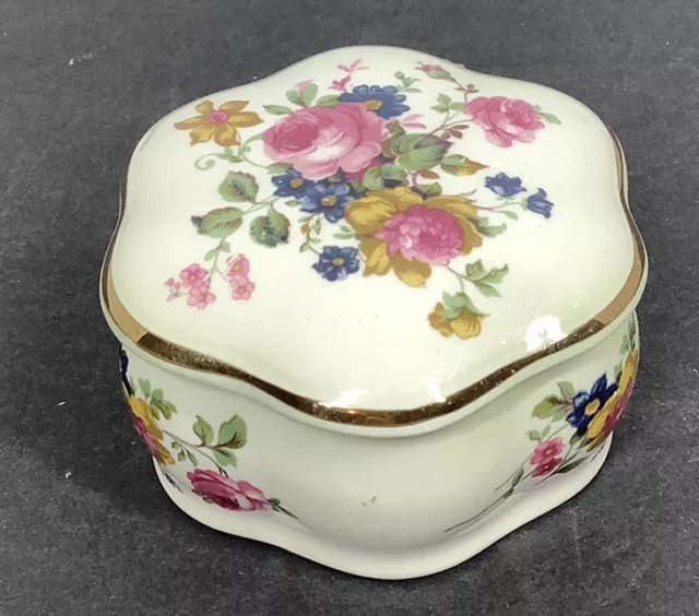 Vintage Palissy Porcelain Floral Trinket Box Royal Worcester Co.