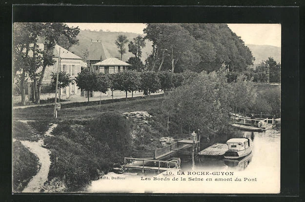 CPA La Roche-Guyon, Les Bords de la Seine en amont du Pont