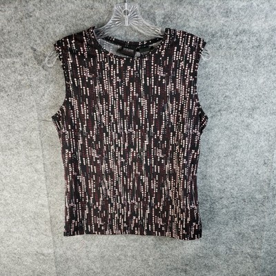 New York & Company Blouse Top Women's M Medium Black Pink Polka Dot Casual
