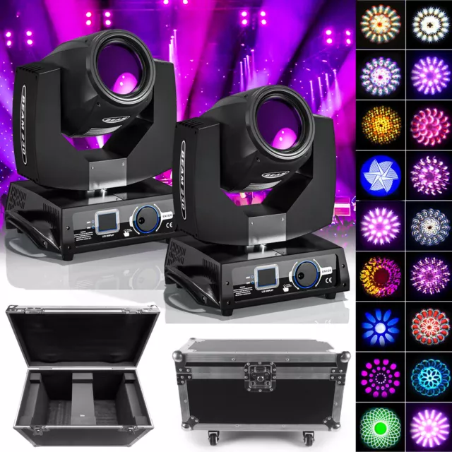 230W 7R Sharpy Beam Zoom Moving Head 17 Gobo16 Prisma DMX Bühnenlicht +Case Satz