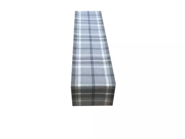 Balmoral Dove Grey Tartan Tweed Faux Wool lined table/Bed wedding runner made UK