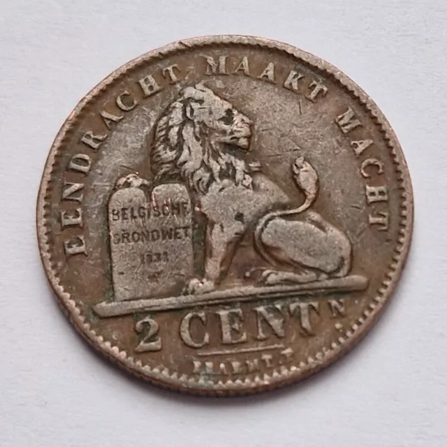 Pièce de monnaie 2 centimes Albert Ier 1911 Belgique (en Néerlandais)