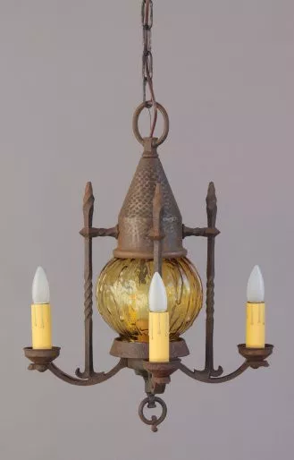 1920s Spanish Revival Chandelier Pendant Light Antique English Tudor (7062) 2