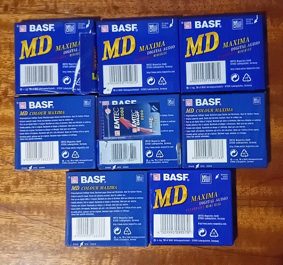 2 mini disques enregistrables EMTEC BASF couleur Maxima, 74 minutes
