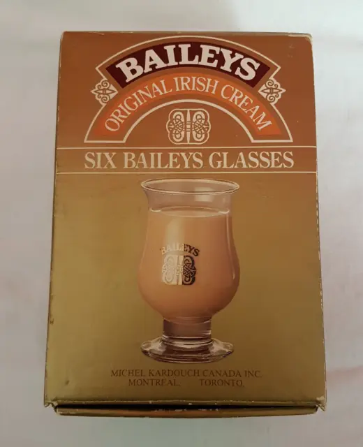 Vintage Original Bailey's Irish Cream Glasses Set of 6 in Original Box MINT