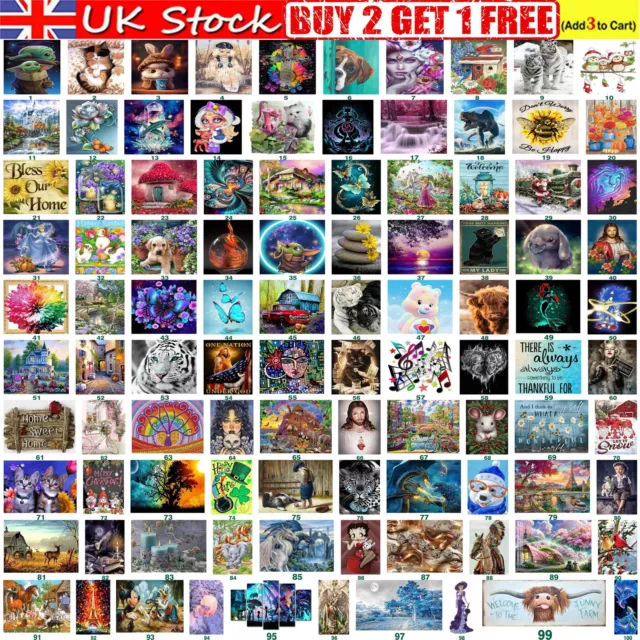 5D DIY Full Drill Diamond Painting Embroidery Mural Cross Stitch Mosaic Craft UK