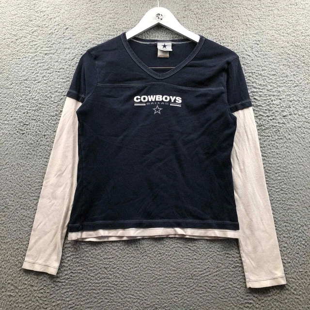 Dallas Cowboys NFL Top T-Shirt Girls Youth XL Long Sleeve Layered Graphic Navy