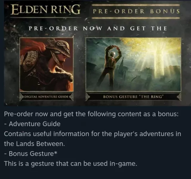 Elden Ring Pre-order DLC Guide & Gesture + Guide (STEAM / Xbox / PS4 / PS5)