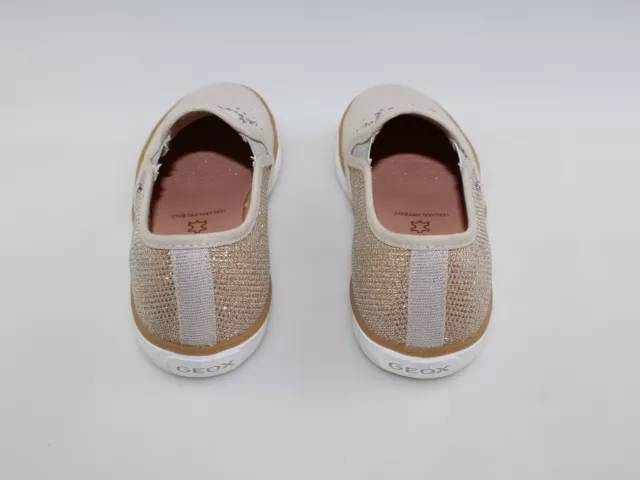scarpe bambina GEOX 33 EU mocassini beige tessuto oro tela DF502 3