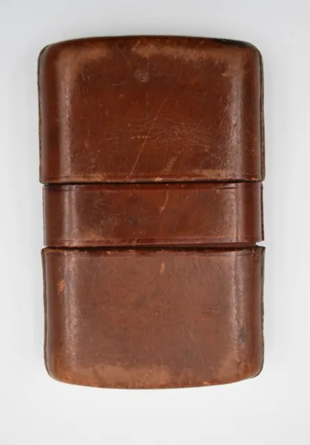 Ancien étui cartouchière en cuir Napoléon III breveté SGDG 1857 cor de chasse 3