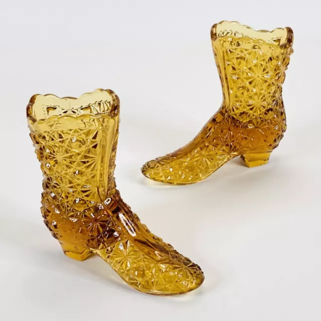 Vintage Fenton Amberina Matching Boot Pair Very Nice Crystal Fenton Glass