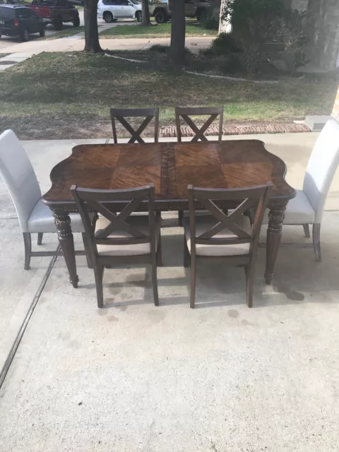 7 Piece  Mahogany Dining Room Table Set 6 Chairs