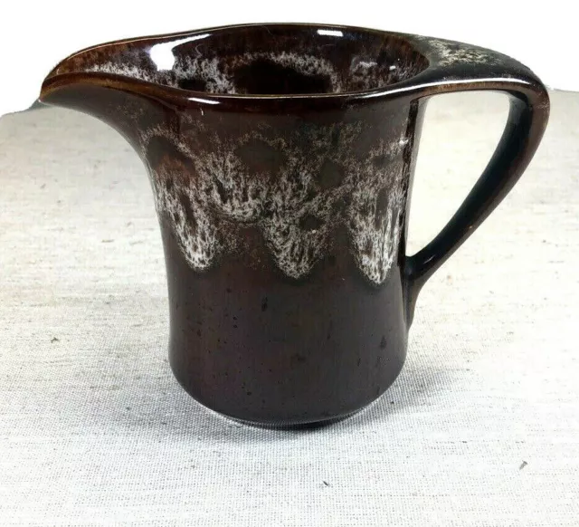 Vintage Kernewek Cornwall England Pottery Brown Mottled Studio Milk Jug 10.5cm