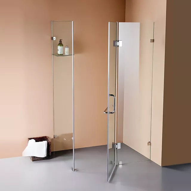 1200 x 900mm Frameless 10mm Safety Glass Shower Screen Rounded Handle