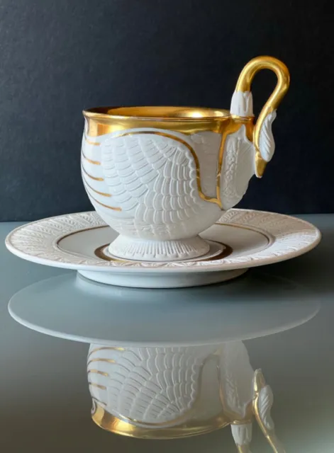 Vintage RPM Royal Porzellan Manufaktur Porcelain Swan Cup and Saucer 1950-1959