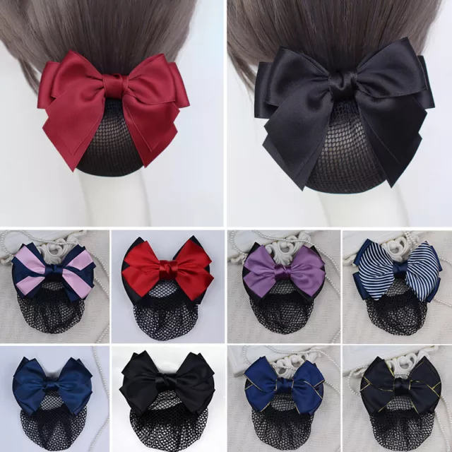 Damen Satin Schleife Haar Netz Braten Schal Mit Abdeckung Haarspange  ღ