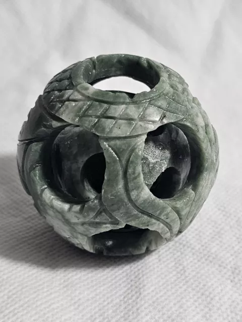 An Vintage Chinese Jade Hard Stone Puzzle Ball