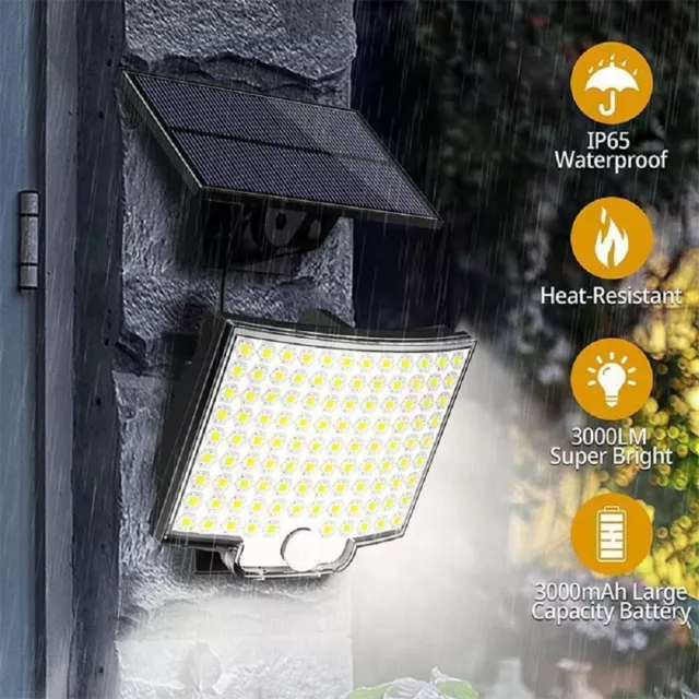CLAONER 106 LED Solar Motion Sensor Light Outdoor Security Garden Flood Lamp 2