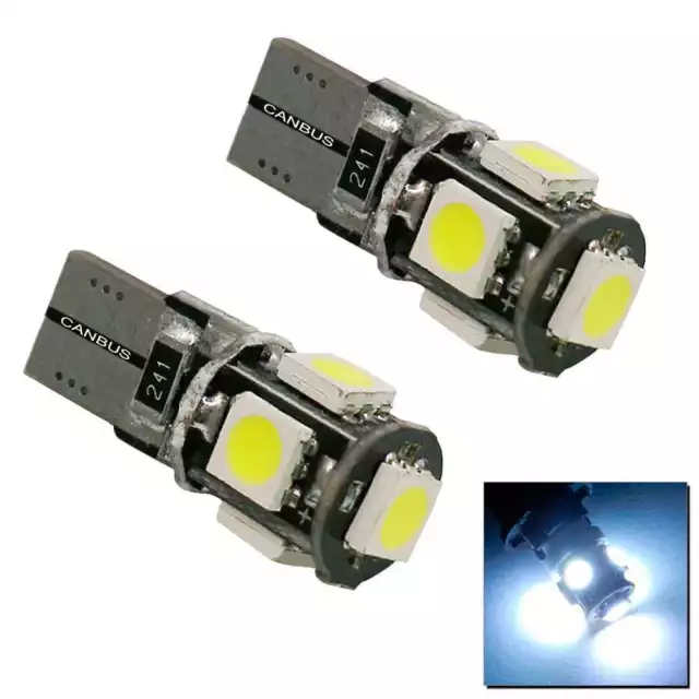 2x Ampoule Bulb Veilleuse Blanc T10 W5W 5 LED 12V DC Positionner pour Voiture