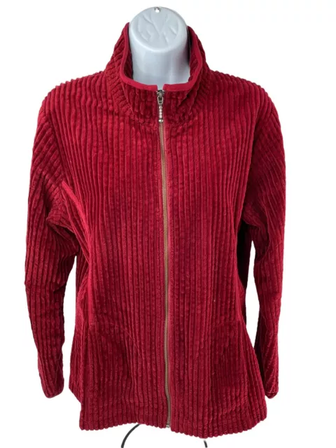 Woolrich Jacket Womens Medium Kinsdale Ruby Red Full Zip 2291 Corduroy Jacket