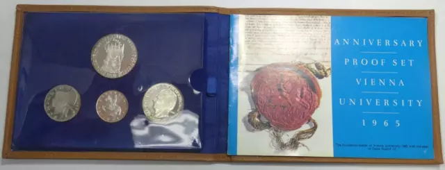 1965 Austria Vienna University Anniv Silver Proof Set 50,25,10,5 Schilling